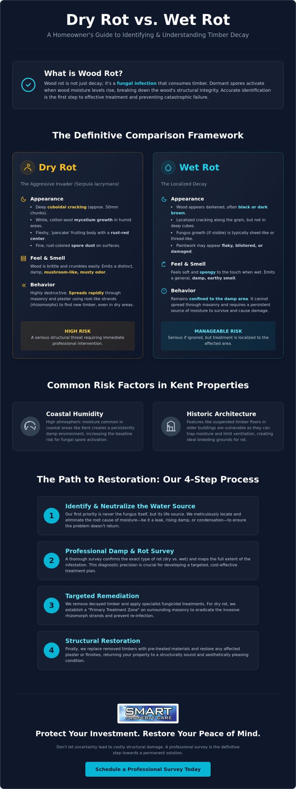 Identifying Dry Rot vs Wet Rot: The Homeowner’s Guide to Timber Decay